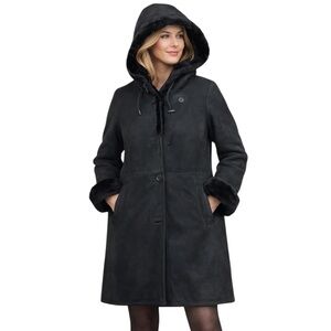 Black Sheepskin Coat with Hood - Wolff of Canada